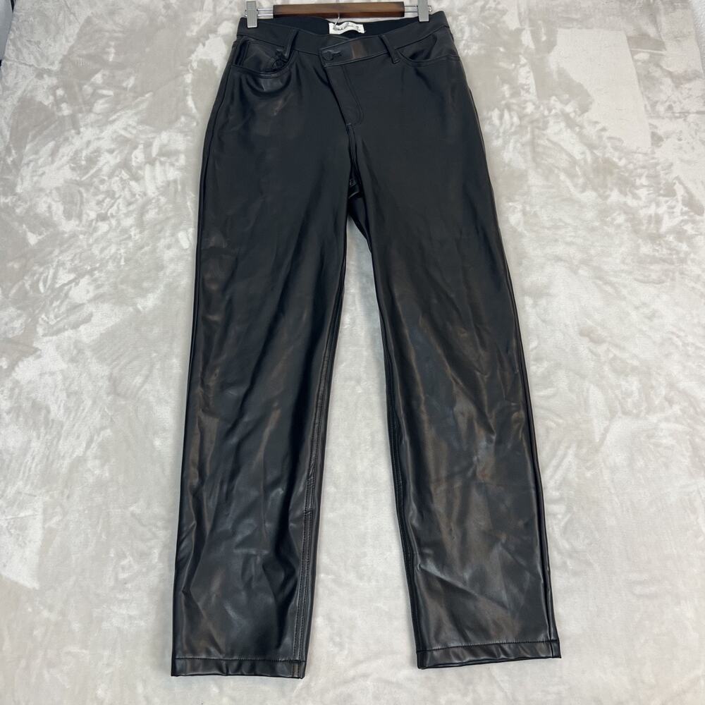 Abercrombie Fitch Pants Womens 28 Black Vegan Leather Crossover Edgy Grunge Chic